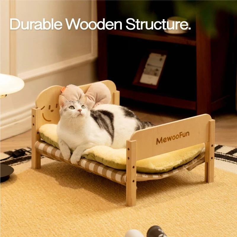 Wooden Pet Beds Summer Cat Bed Kitten Hammock Sturdy Solid Wood Puppy Small Dog Bed Multiple Beds Can be Stacked for Many Cats