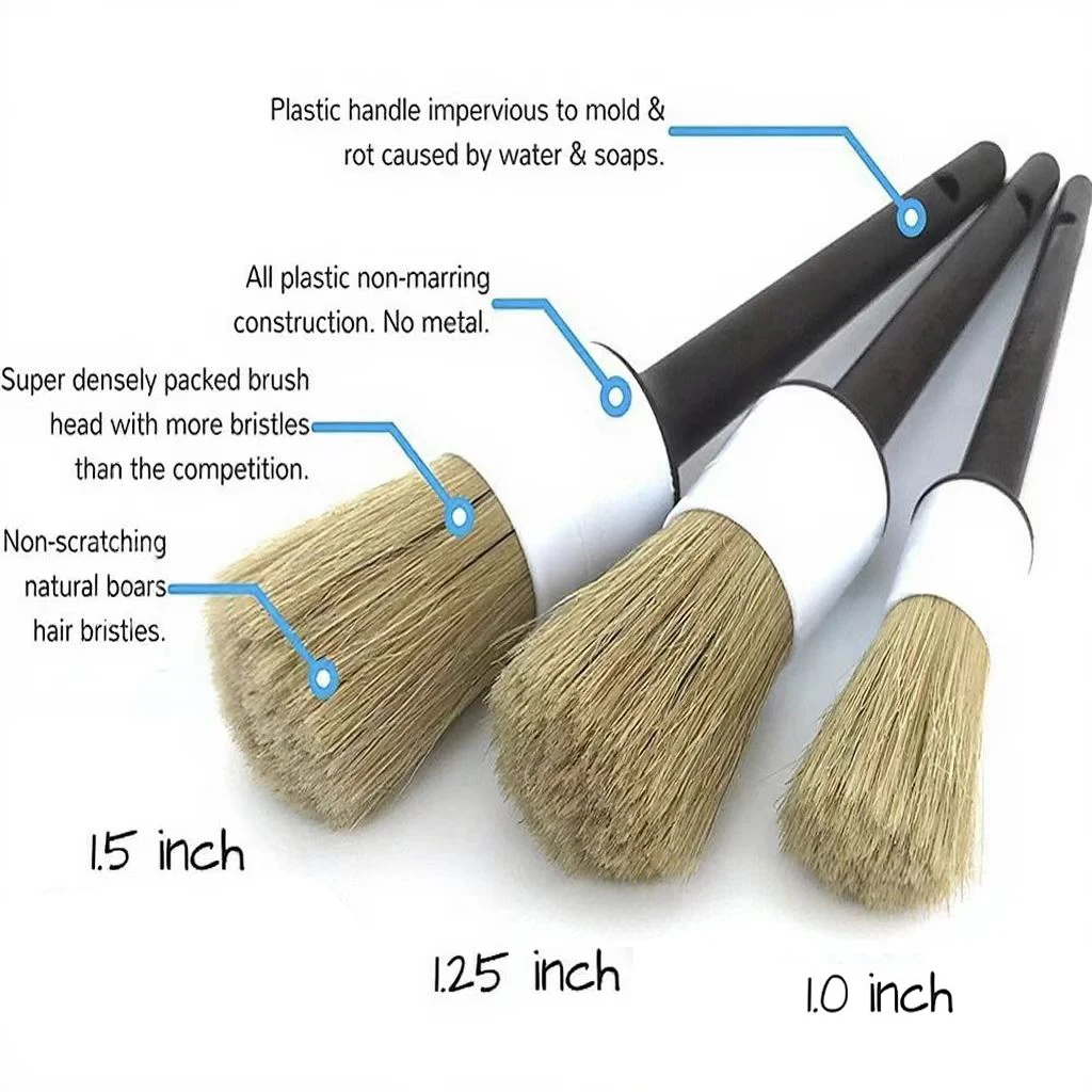 3 قطعة فرشاة تنظيف السيارة الخنزير الشعر الخشن فرش السيارة الخارجية الداخلية التفاصيل فرشاة أدوات فرشاة تنظيف لوحة القيادة