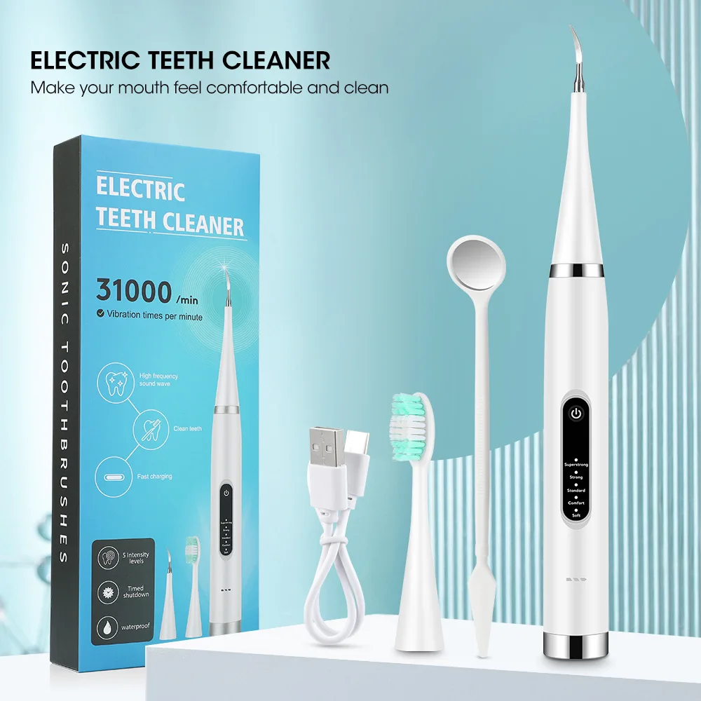 

Ultrasonic Dental Scaler 5-Speed For Teeth Tartar Stain Tooth Calculus Remover High Frequency Sonic Toothbrush Teeth Cleaner