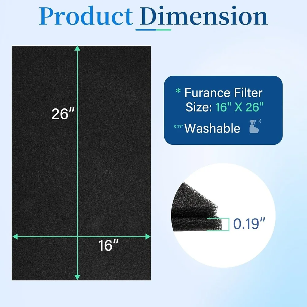 Foam Filter Replacement Designed for For MILLER For CMF For CMF2 CMH For MAC Furnace Systems 16 x 26 Inch Washable Filtration