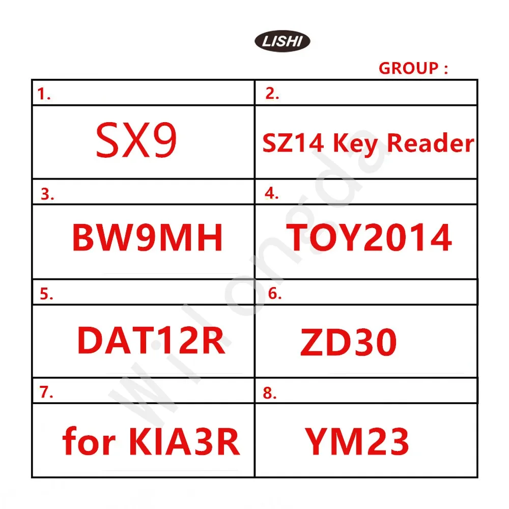 เครื่องมือของ Lishi BW9MH SZ14 TOY2014 DAT12R ZD30 KIA3R YM23 VAC102 KW14 TOY2018 FO38 VAG2015 toy47 DWO4R KIA2018 GT15 HU71 SX9 FORD2017