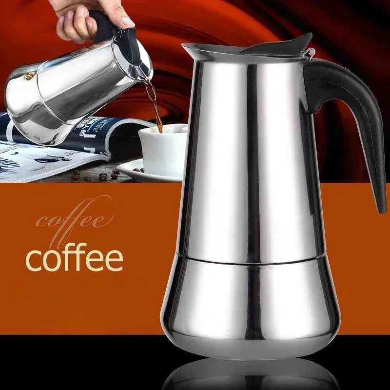 100/200/300/450Ml Stove Top Moka Coffee Pot Stainless Steel Filter Italian Espresso Coffee Maker Percolator Tool Mocha Cafetiere