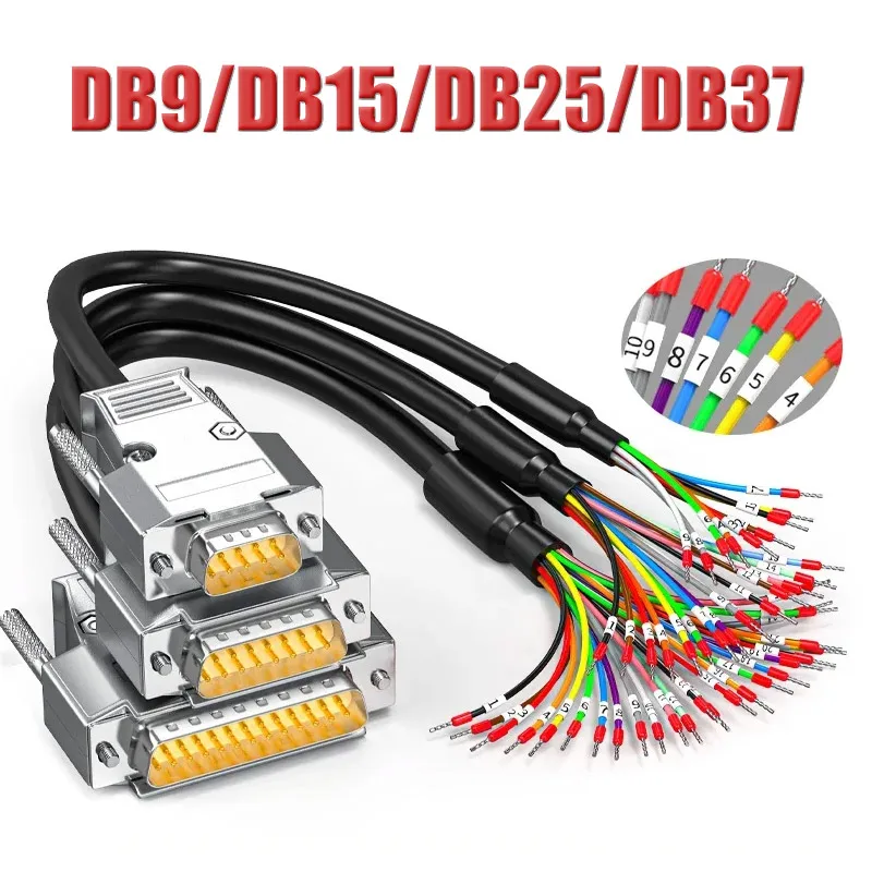 DB9 Serial Port Connector Line DB15 DB25 with Number Tube 9/15/25/37 Pin Terminal Wire DB37/25/15 Parallel Port Connecting Cord