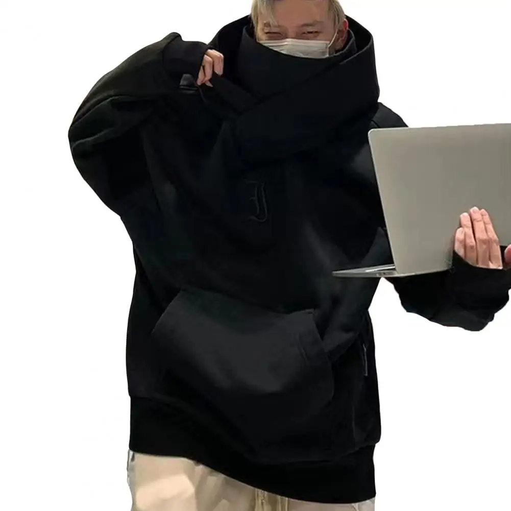

Stylish Men Hoodie Solid Color Oversized Spring Hoodie Big Pocket Men Hoodie