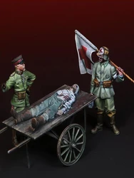 Unassambled 1/35 gk Medic soldier set WITH Wheelbarrow Historical Uncolor Resin kit miniature model Unpainted