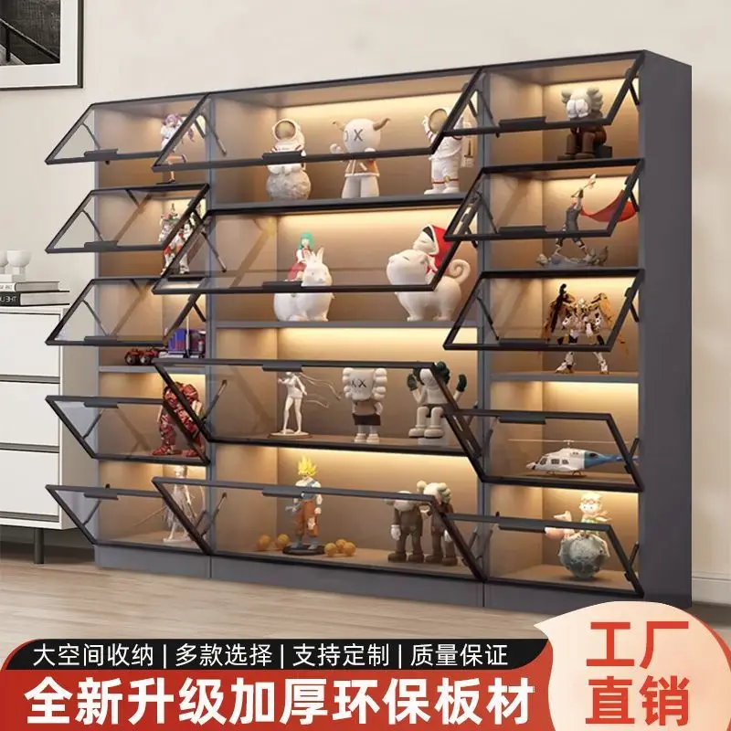 

Custom. Bookcase with Glass Door Entire Wall Dust-Proof Bookshelf Light Luxury Hand-Made Model Display Display Home Living