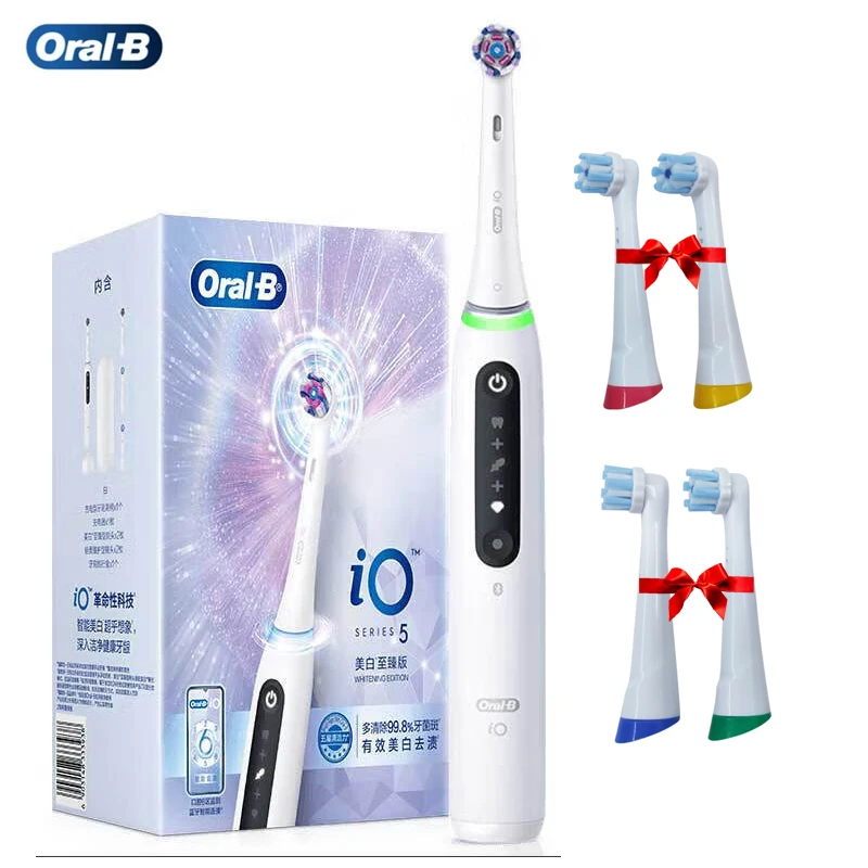 Oral-B iO Series 5 Electric Toothbrush 5 Cleaning Modes Rechargeable Adult Tooth Brush With Replace Brush Heads and Travel Case