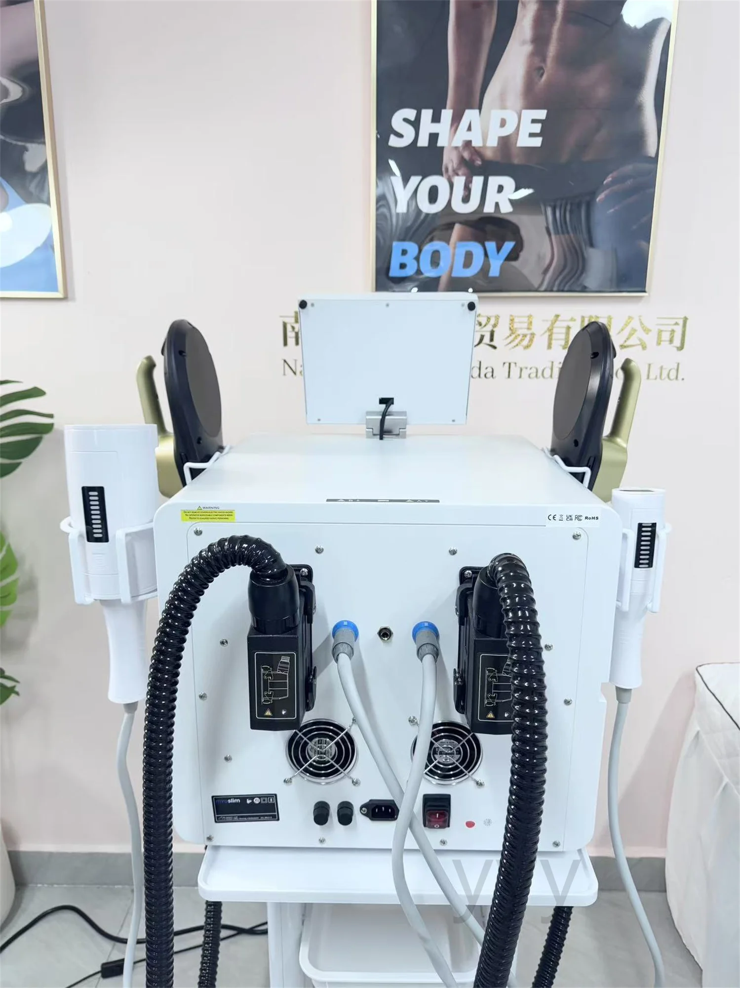 

Myoslim New Desktop RF Body Shaping Machine Roller Fat Reduction And Magnetic Slimming Body Shaping And Weight Loss White