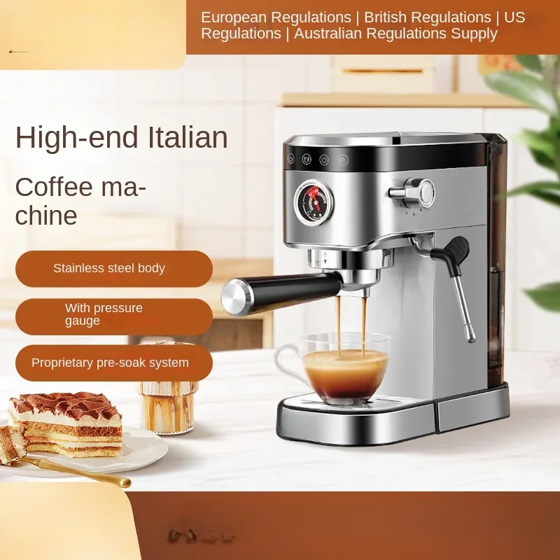 Coffee machine Italian household small stainless steel milk foam high pressure concentrated steam coffee maker