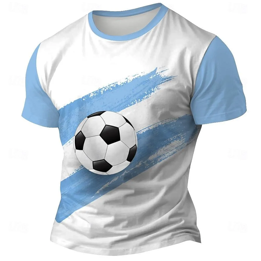 Men's Soccer Graphic T-shirt 3D Print Football National Team Jersey Style Short Sleeve Tee Casual Sports Top For Fans 2026 Trend