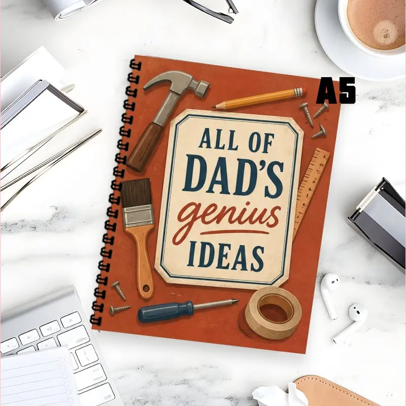 1PC A5 Spiral Notebook To Do List Notebook All of Dad's Genius Ideas Themed Lined Notebook for Work Planning Daily Note Taking