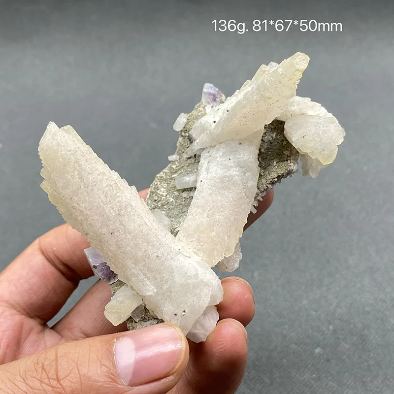 100% Natural China shangbao Vitreous Transparent Fluorite and Feather calcite Specimen Calcite Healing Crystal Stone