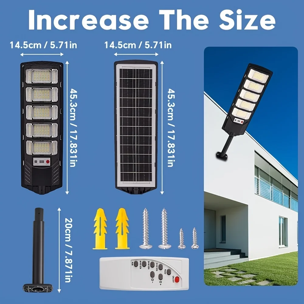 2026 New High-Power Solar Street Light, 560 High-brightness Lamp Beads, Motion Sensor Auto-on, Wide-angle Illumination. 2500LM, Over 10 Hours Runtime. Perfect For Parking Lots, Yards And Streets. Ideal Gift For Family And Friends.