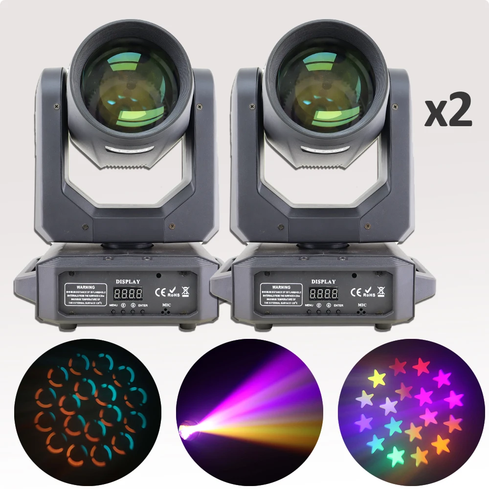 

2Pcs/lot 200W LED Moving Head Light Beam Spot 6+12 prism Lyre Lighting With 6Color Rainbow Effect Projector Dj Disco Stage Light