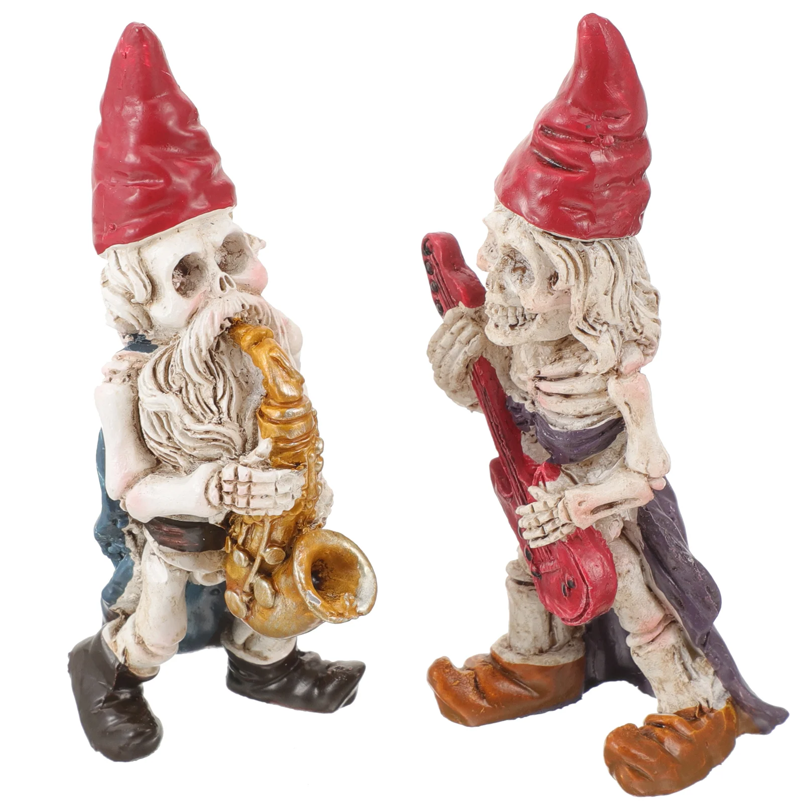 2 Pcs tangki ikan ornamen tengkorak pecinta dekorasi patung GNOME Resin