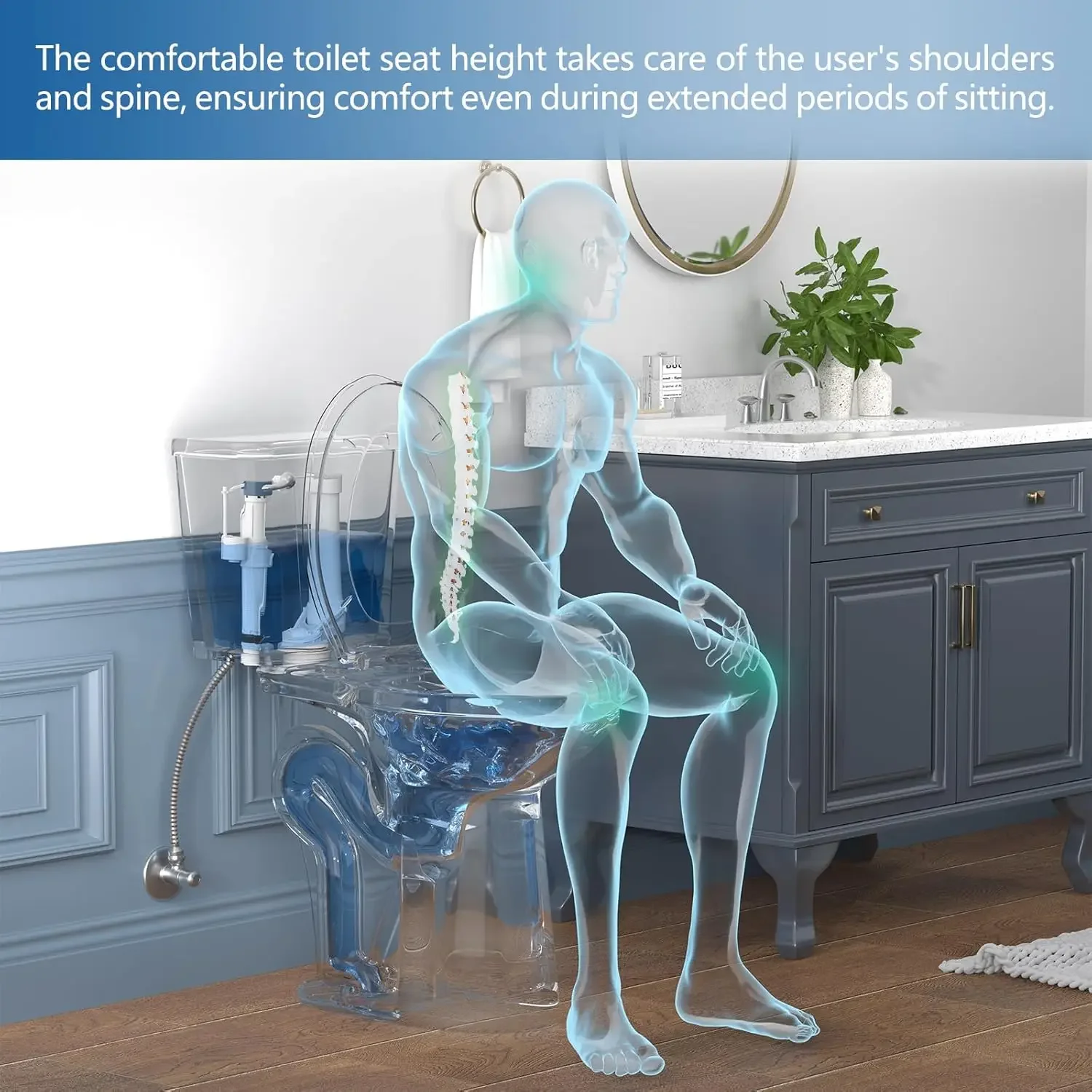 [صفقة ساخنة، عرض وقت محدود! ]مراحيض طويلة لكبار السن 21 بوصة مرحاض طويل جدًا مع مصيدة S وخزان دافق فردي، مرحاض مرتفع B