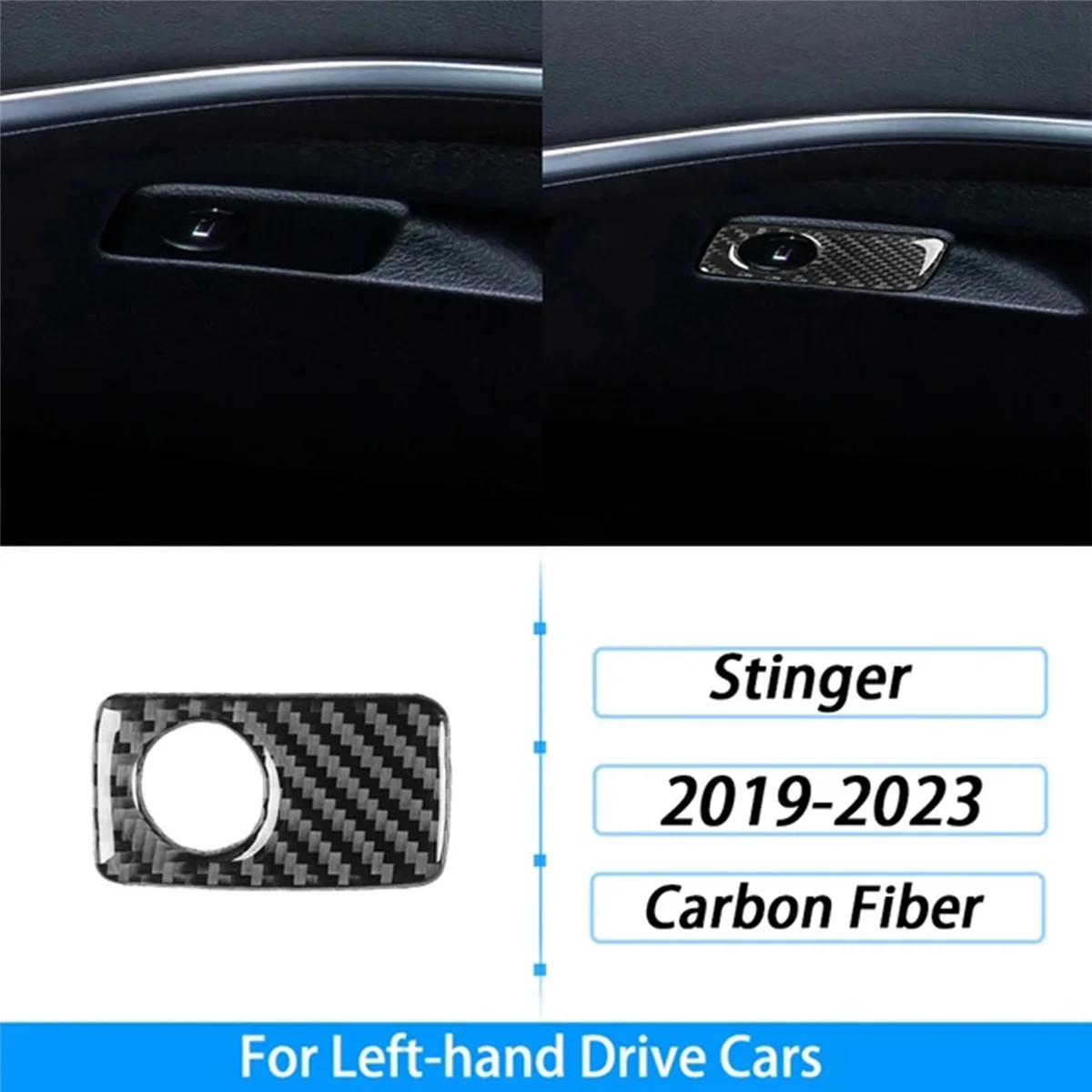 For Kia Stinger 2019-2023 Carbon Fiber Co-Pilot Storage Box Handle Panel Trim Cover Car Interior Decoration Sticker