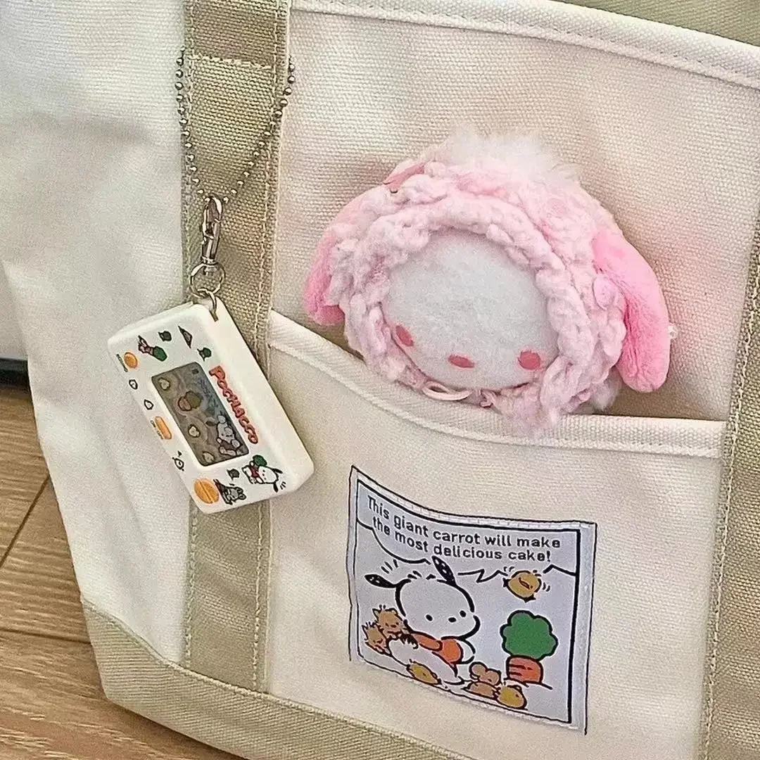 Sanrio Pochacco Canvas Bag Kawaii Japanese Casual Shoulder Tote Bag Fashion Versatile Handbag Large Capacity Female Shopper Bags