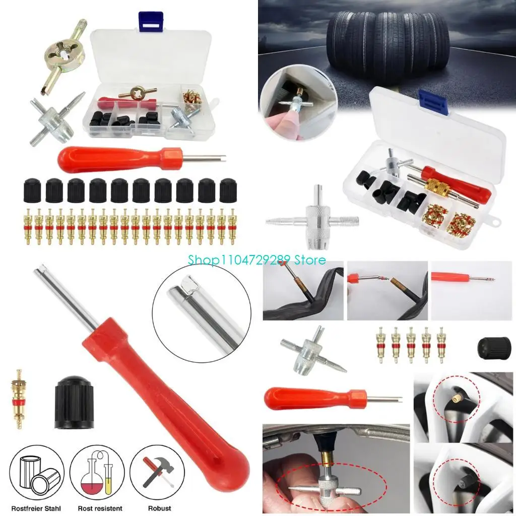 

D8KE Valves Stem Cores Tool Heavy Duty Ergonomic Plastic Handle Universal Valves Cores for Car Motorcycle Bike Tire Adjustment