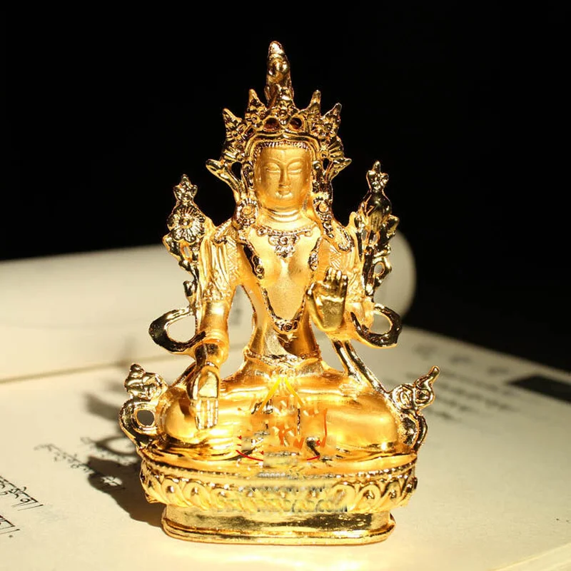 Tibet Tibetan Buddha Buddhist Mikky Gild White Tara Statue Decoration