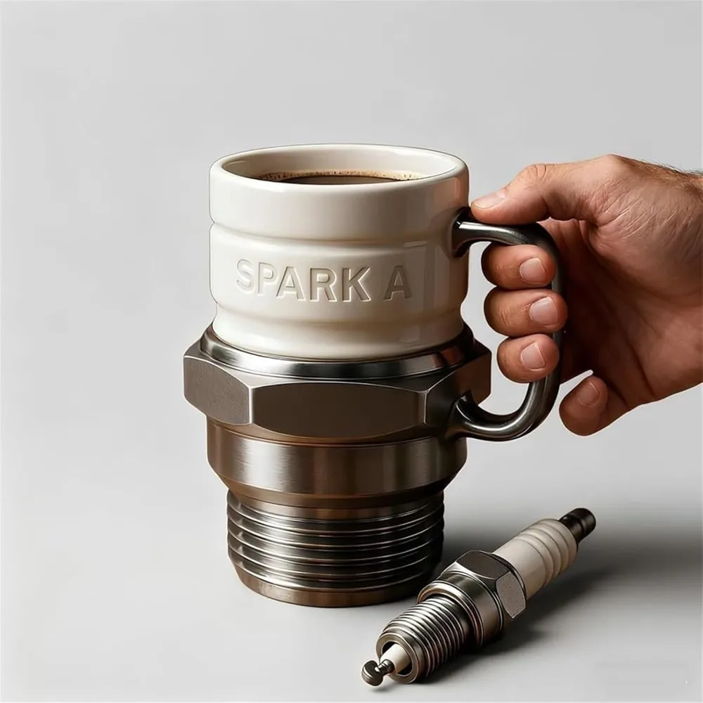 

Spark Plug Mug Industrial Coffee Cup For Car Enthusiasts Collectors Mechanics Home Office Desk Garage Display Birthday Gift