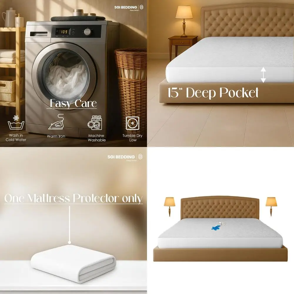 

Очень большой водонепроницаемый наматрасник 144 x 84, 15 карманов, мягкая дышащая защита простыни — белый