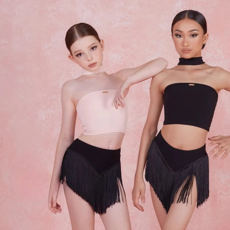 Aangepaste kinderen meisjes Latin nationale standaard danskostuum concurrentie praktijk jurk prestaties kwastje rok franje jurk