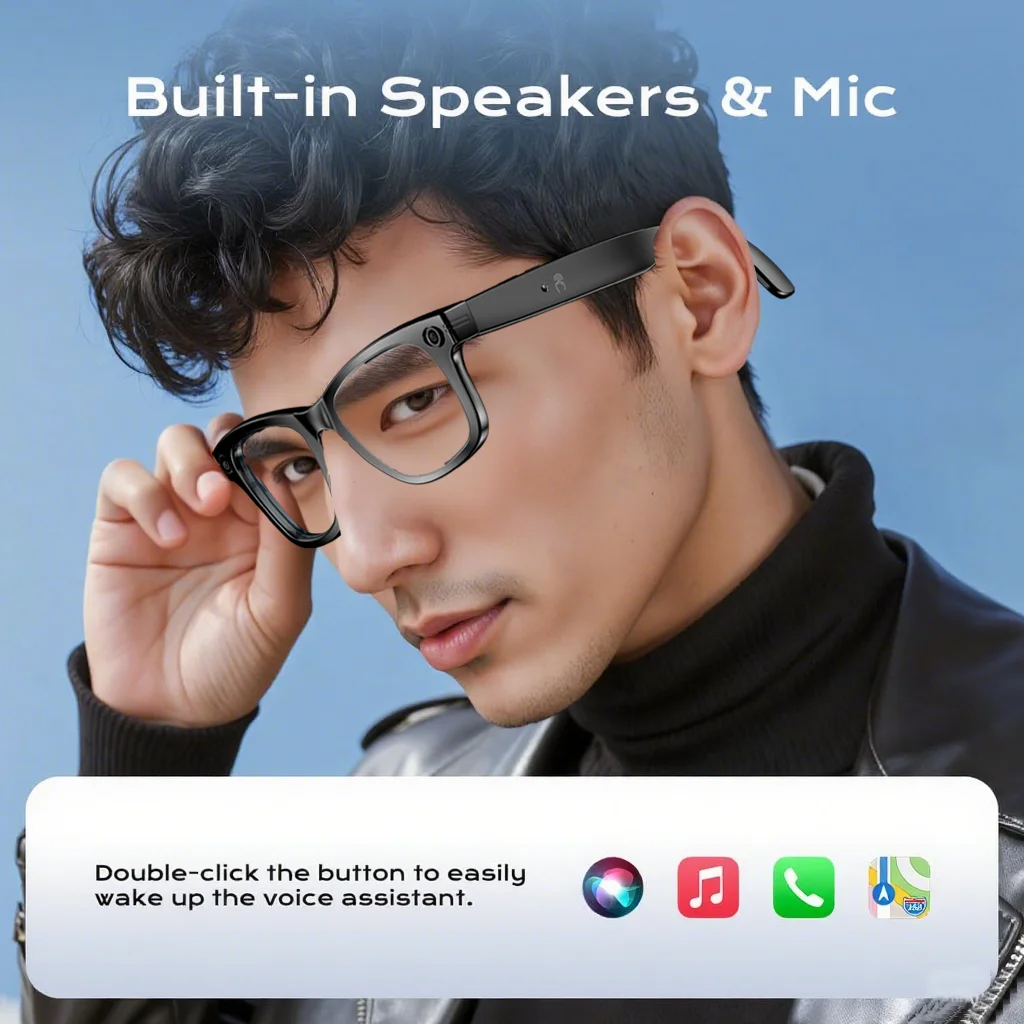 Smart Glasses Recording Videos Photo Recognition Answer AI Translation 260mAh  IP65 Waterproof Bluetooth call Camera Glasses