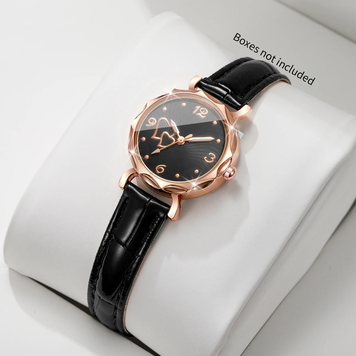 Elegant Leather Strap Women Watches Double Heart Dial Analog Quartz Wristwatch Ladies Gift Relogio Feminino (Without Box）