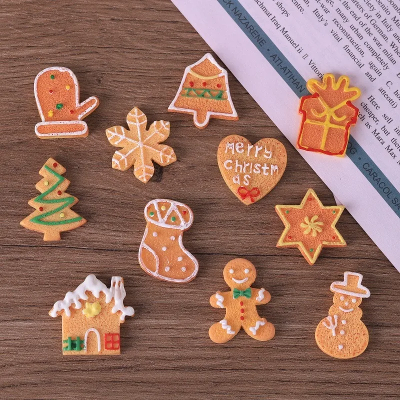 11pcs DIY Christmas accessories, cookies, Christmas trees, snowmen, resin ornaments