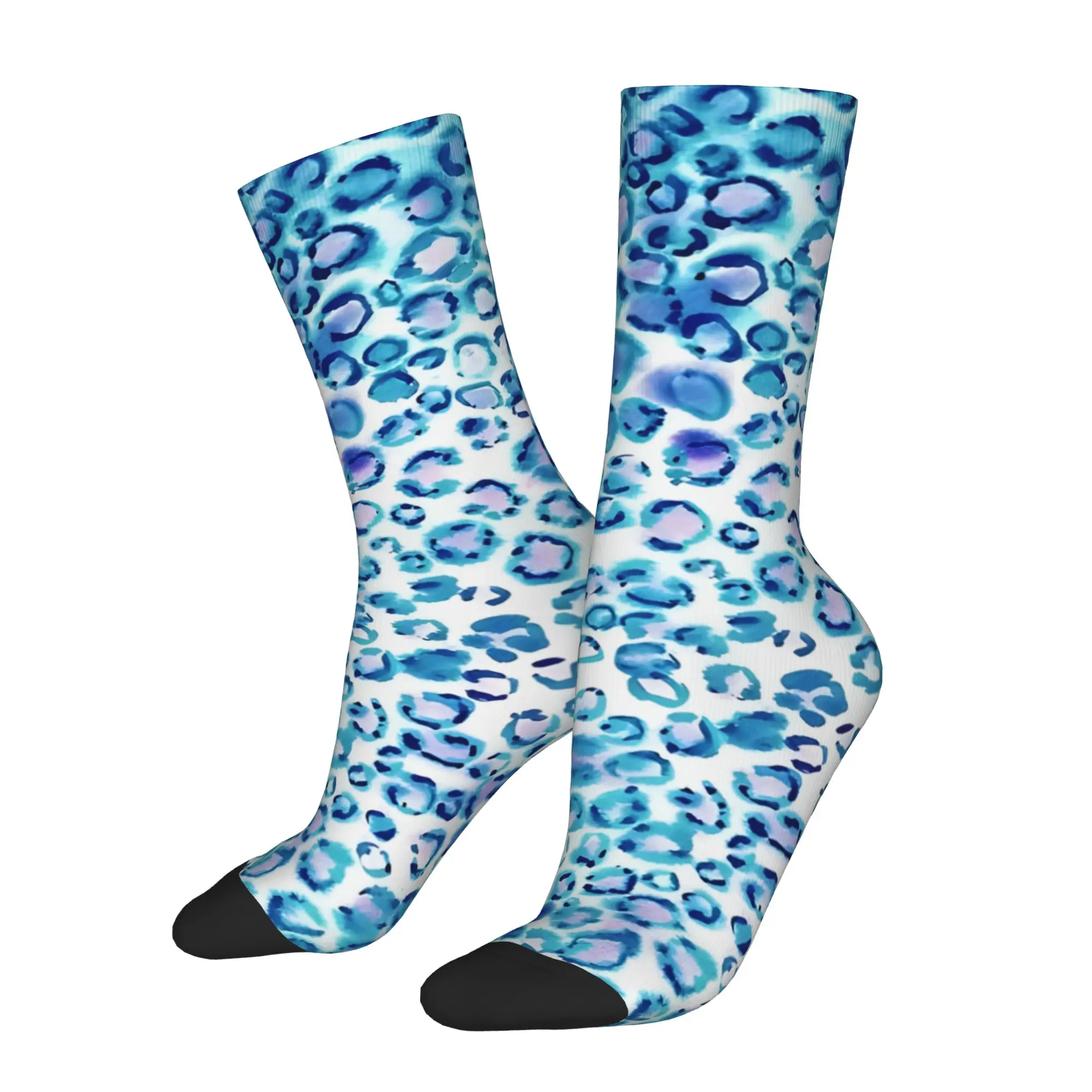

Funny Sock Leopard Print Watercolor Leopard Print In Petrol Magenta Harajuku Seamless Printed Men Crew Socks Novelty Men's Socks