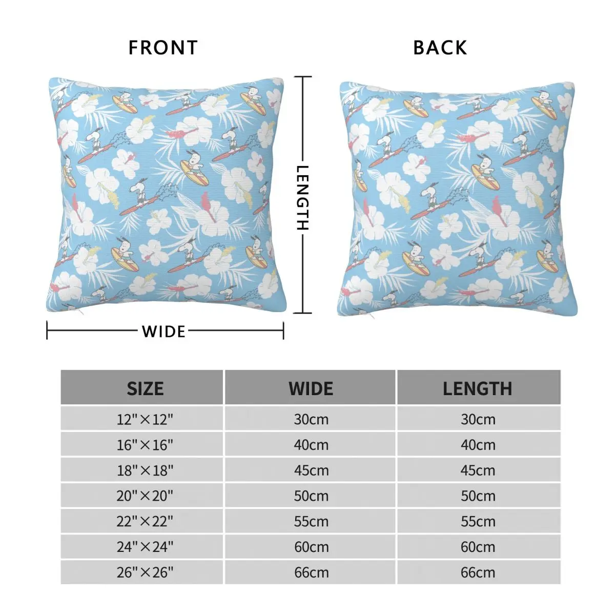 Cute Cartoon Snoopy Flower Pillowcase Soft Fabric Cushion Cover Gift Pillow Case Cover Home Square 18''