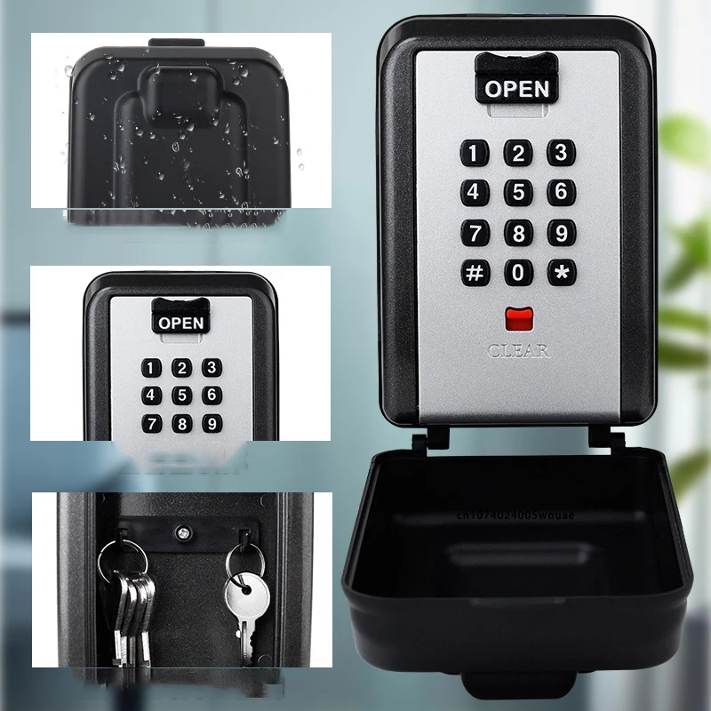 Key Lock Box Wall Mount 12-Digit Combination Lock Box Outdoor Spare Key Hider Waterproof Security Lockbox Large Key Storage Box