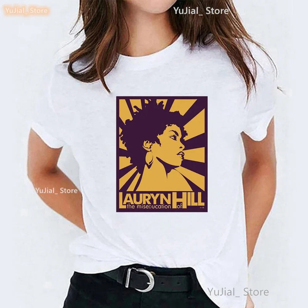 T-Shirt Vintage Lauryn Hill Imprimé pour Femme, Vêtement Esthétique, Musique, Hip Hop, Été, 2024