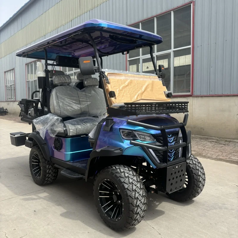 

Comfortable Luxury 4 Seater Electric Golf Cart 4 Wheel 48V Lithium Golf Cart Travel Club Blue 4 People Electric Golf Carts
