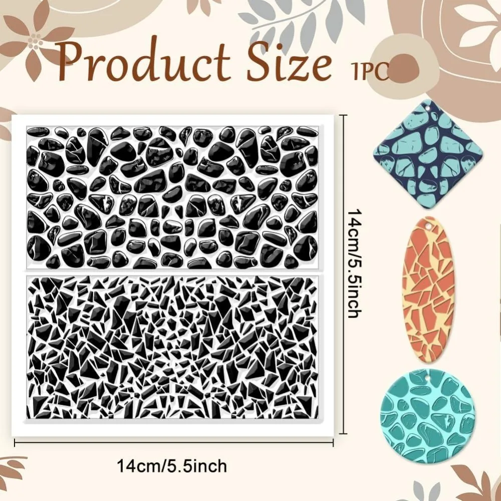 Tile Pattern Polymer Clay Texture Sheets Pebble Texture Clay Texture Stamp Clay Modeling Pattern Pad Texture Sheets for Earrings