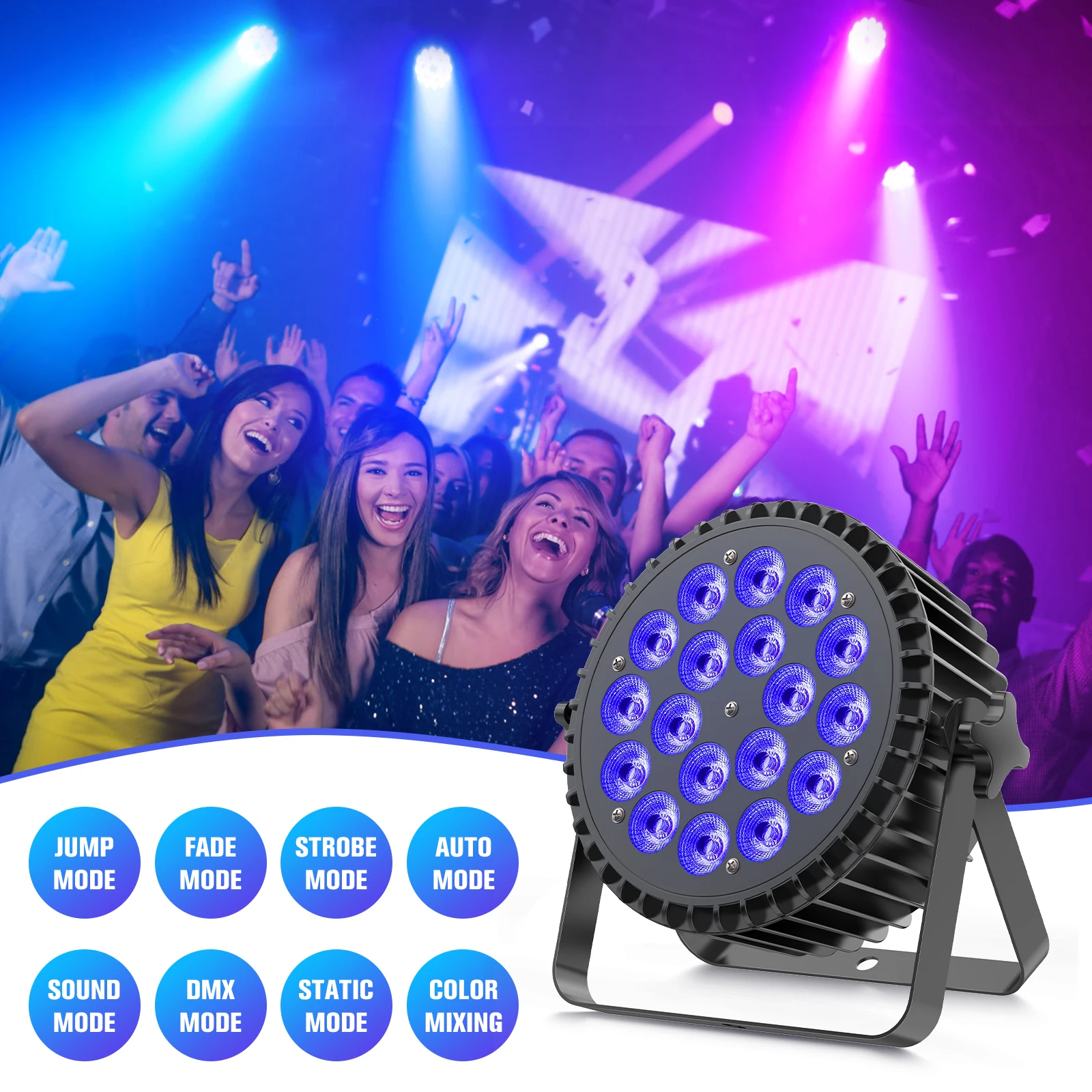 U'King 4PCS 18x12W RGBWA+UV Lights 6in1 LED Lighting DMX512 Disco Light Professional Stage DJ Equipment Aluminum LED Par Light