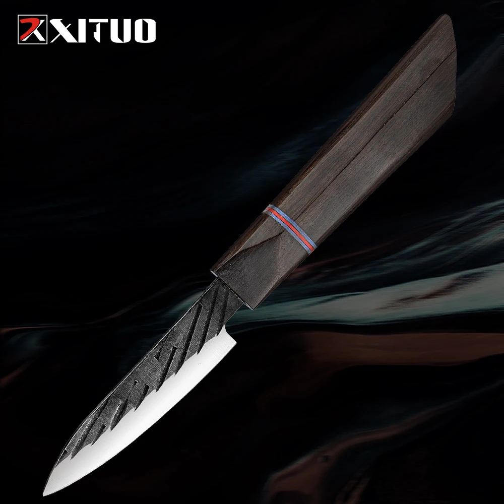 XITUO 3.5 Inch Paring Knife Hand-forged 440C Steel Sharp Fruit Knife Kitchen Chef Knife Utility knife Sandalwood Handle