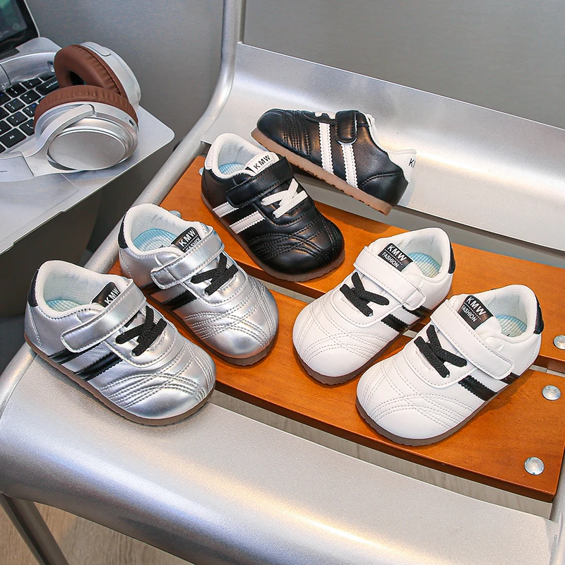 

Children's Casual Sneakers Size 17-27 Spring Autumn Silver Boys Girls Single Shoes Lightweight Kids Walking Shoes Boys Shoes