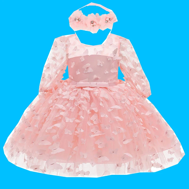 2023 neue 3-24 Monate Neugeborenen Kleid Blumen Mesh Mode Party Kleine Prinzessin Baby Kleid Weihnachten Geburtstag Geschenk Kinder kleidung