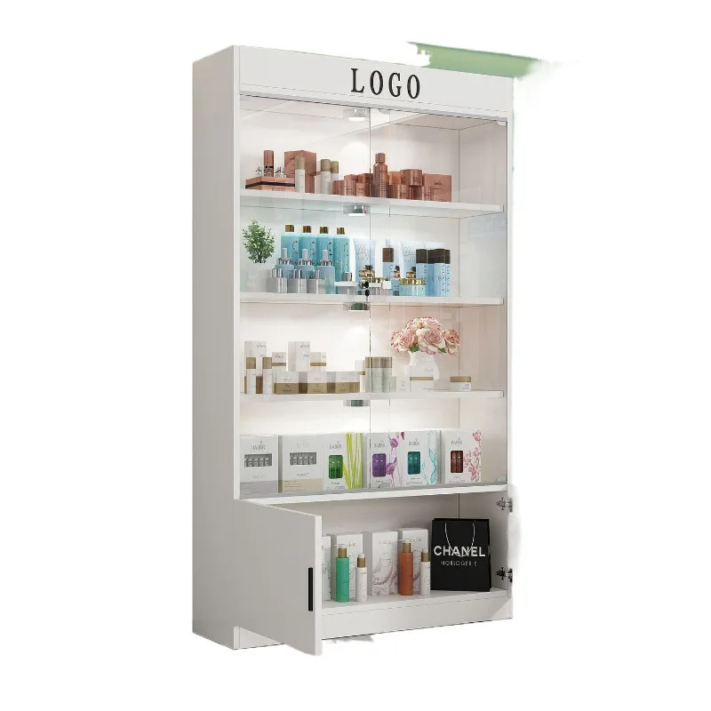 

Commercial showcase with lock beauty salon gift cabinet glass door products cosmetics