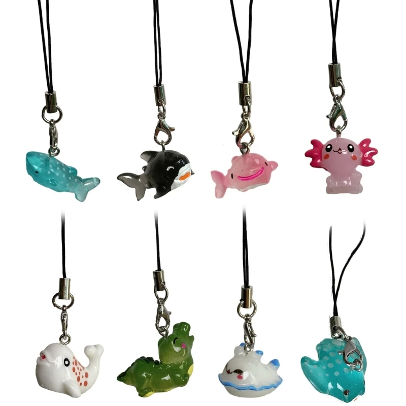 Ocean Animal Keyrings Marine Life Pendant Acrylic Keychain Colorful Phone Lanyard Versatile Bags Accessories