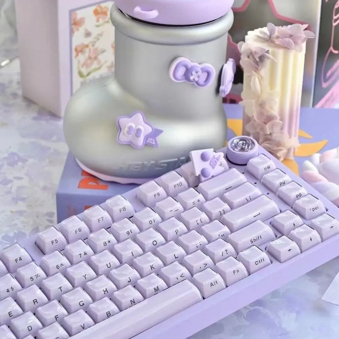 Purple jelly crystal side engraved OEM height mechanical keycap 113 keys