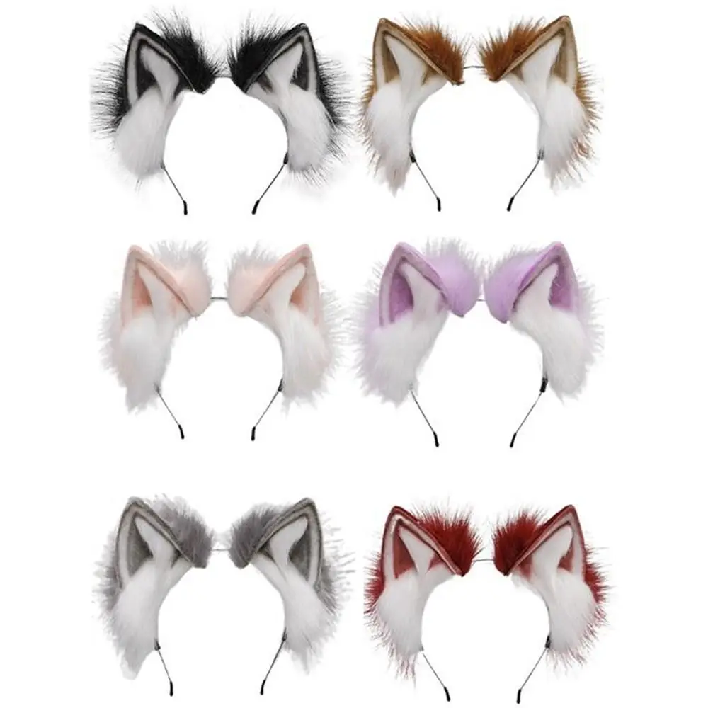 Womens Lolita Plush Hair Ornaments Animal Cat Ears Hair Halloween Party Hair Hoops Anime Cosplay Fancy Props