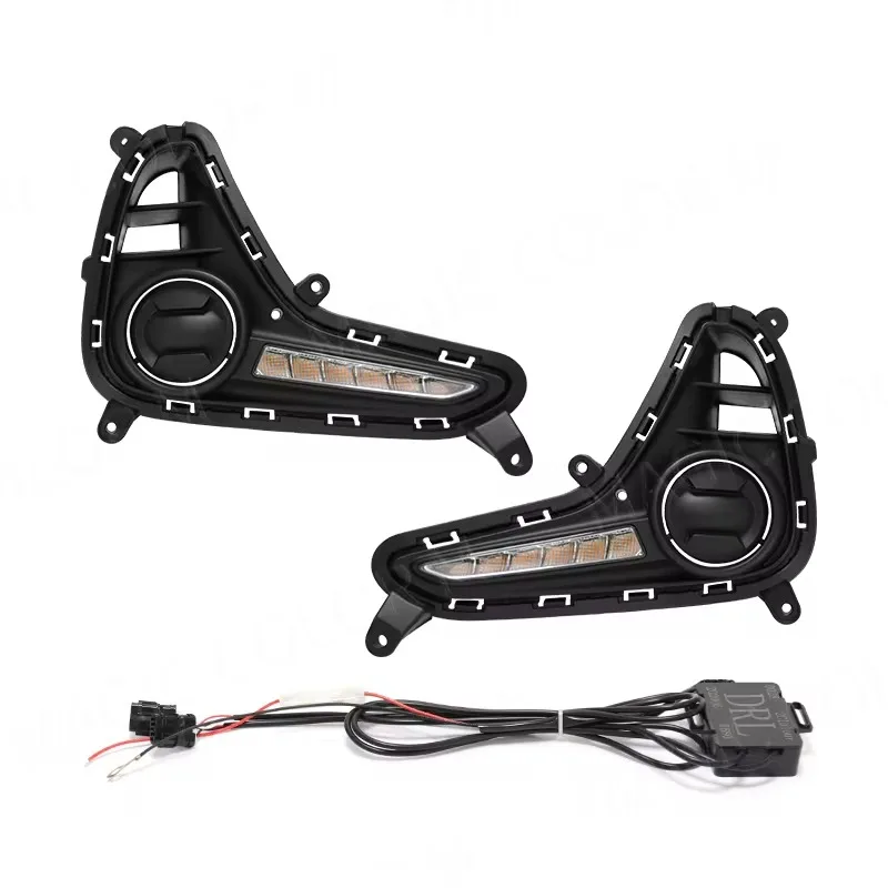 سيارة LED DRL مصباح الضباب لشركة هيونداي جراند I10 2017 2018 2019 بدوره إشارة وظيفة النهار تشغيل إكسسوارات مضيئة 12 فولت