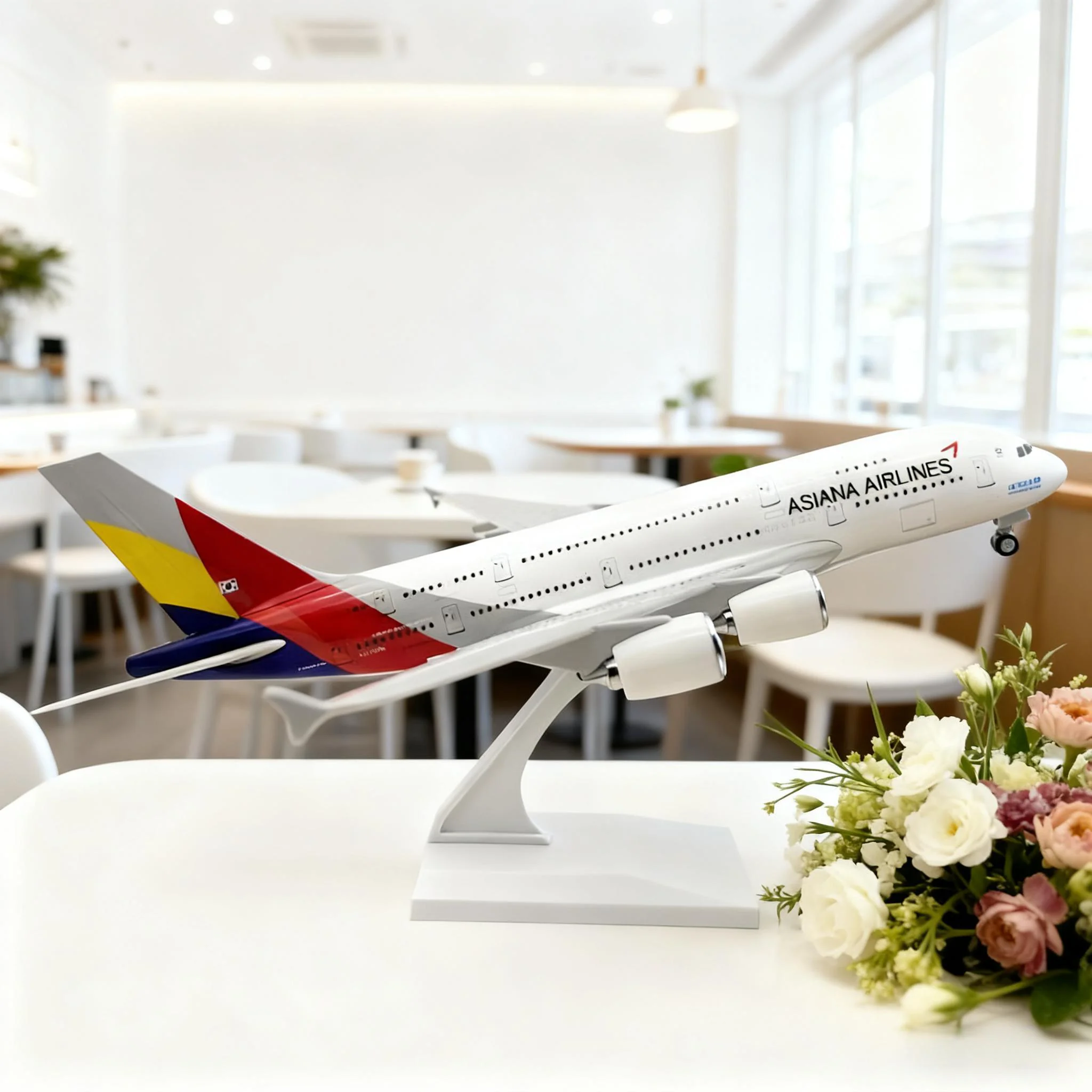 

Масштабная модель самолета 1:250 Asiana A380, 30 см, из смолы, развивающая игрушка для детей, авиационная модель самолета
