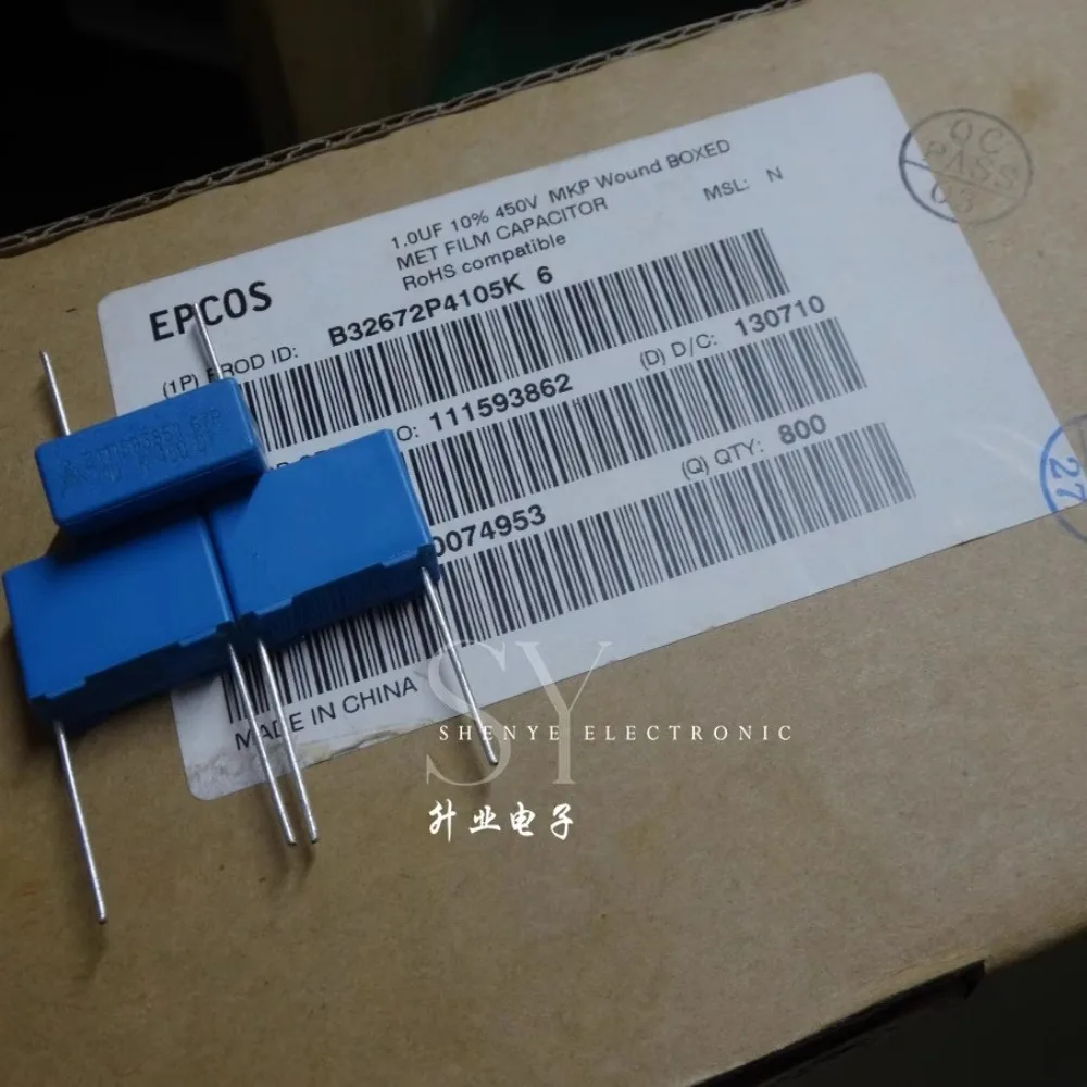 

10PCS EPCOS 1.0uf/450v 1uf 1u0 105 brand new 15mm film capacitor B32672P4105K