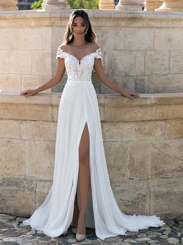 البوهيمي رداء دي ماري مثير الجانب الشق الدانتيل زين فساتين زفاف الشاطئ بالإضافة إلى حجم ثوب الزفاف