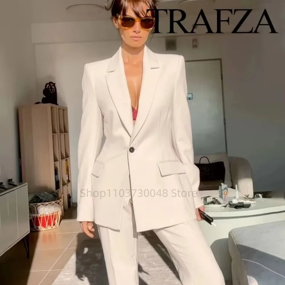 

Fashion Office Ladies Blazer and Pants Suit Formal White/red Women Jacket Trouser Women Business Work Wear 2 Piece Female Set