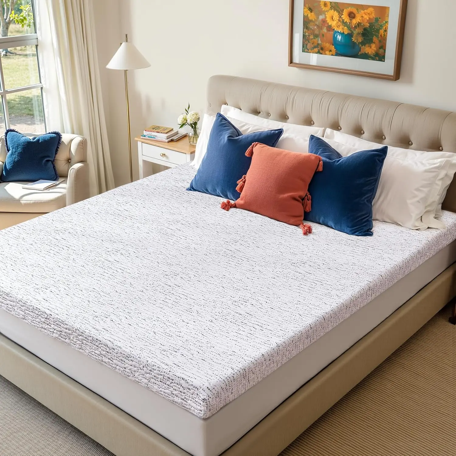 

Memory Foam Mattress Topper King, 4 Inch Bed Toppers for Pressure Relieving, Soft Mattress Pads with Removable Washable Cover